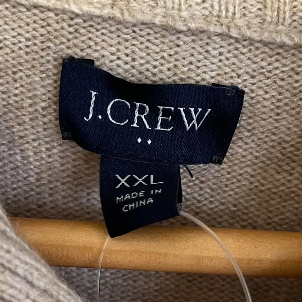 J‎ Crew Mens Shawl Collar Old Money Classic Sweater XXL Beige Wool Minimalist